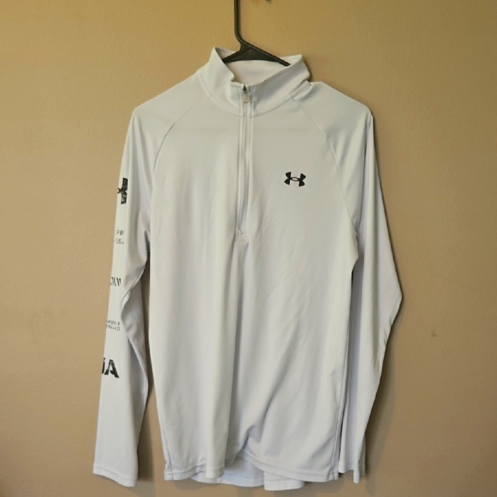 Under Armour Men's White 3/4 zip Pullover